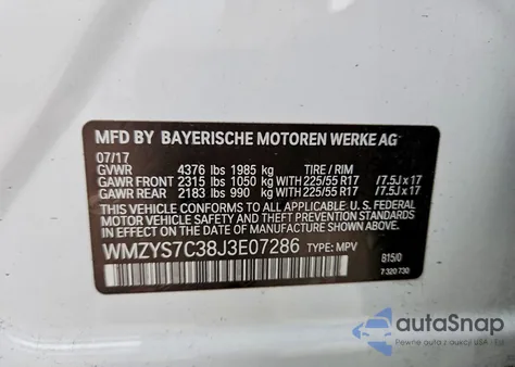 2018 Mini Cooper Countryman z USA, uszkodzony, nr VIN WMZYS7C38J3E07286